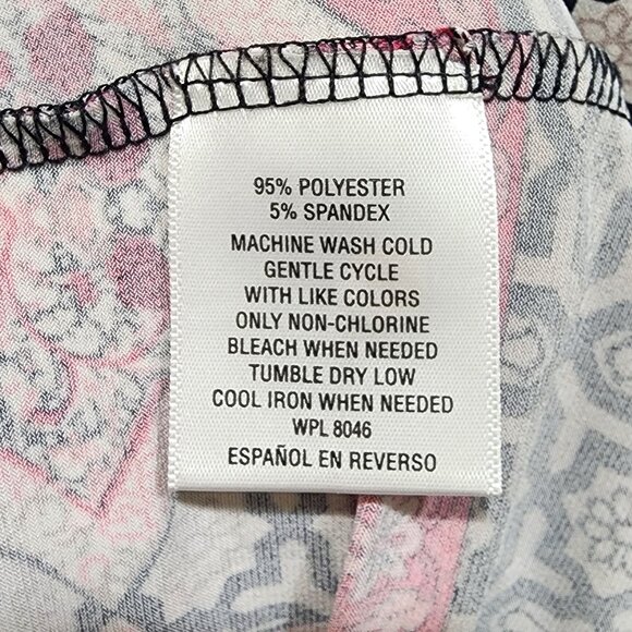 JM Collection Lace-Up Printed Tunic Top Women’s Large Boho Style Black Pink - Picture 9 of 14